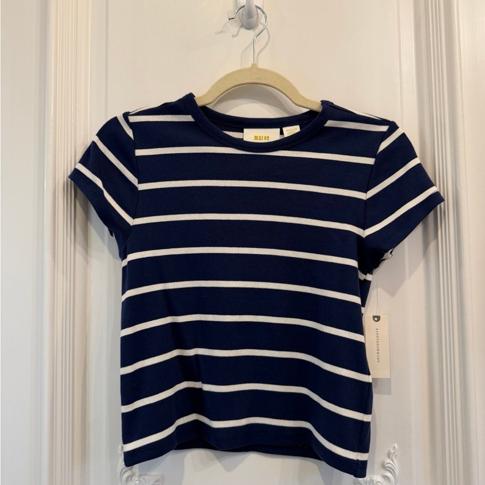 Navy Blue Striped Anthropologie Shirt